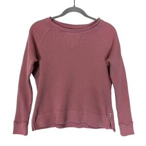 The North Face Sweater Womens Medium Pink Waffle Knit Thermal Crewneck Pullover